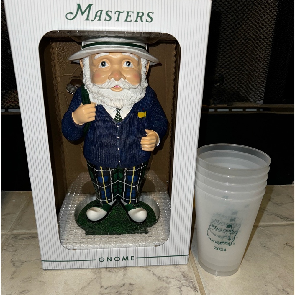 2024 Augusta Nationals Masters Gnome with set of 5 Souvenir cups